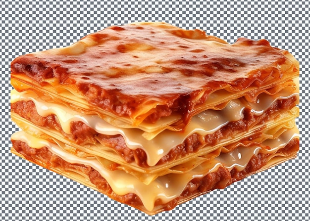 PSD una pila di lasagne isolata su uno sfondo trasparente