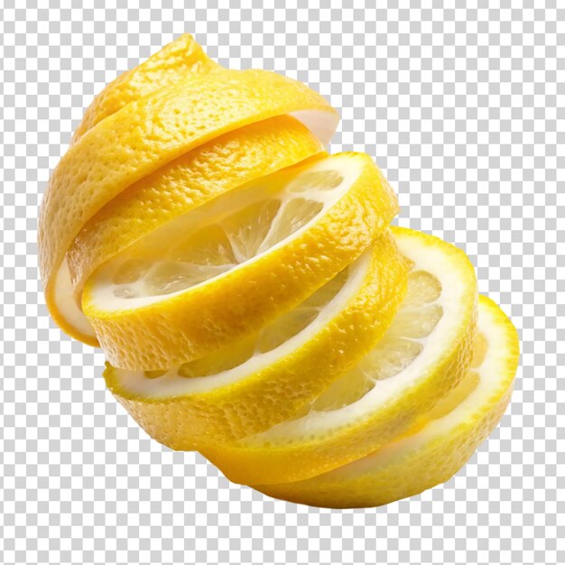 A stack of lemon slices on transparent background