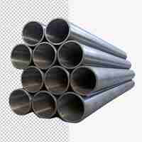 PSD a stack of metal pipes with a white background with a white background