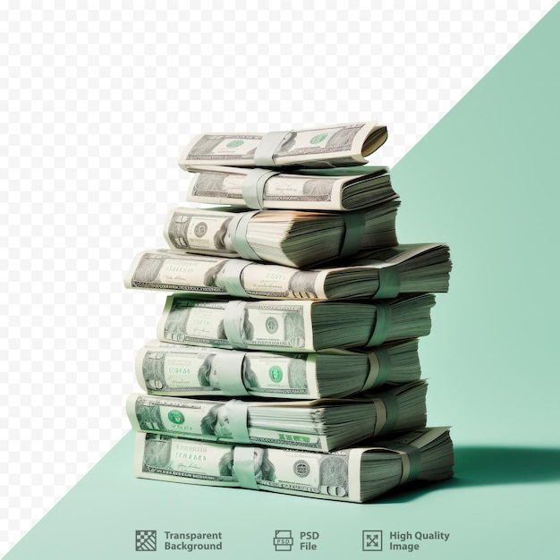 PSD a stack of money with a green background that says 