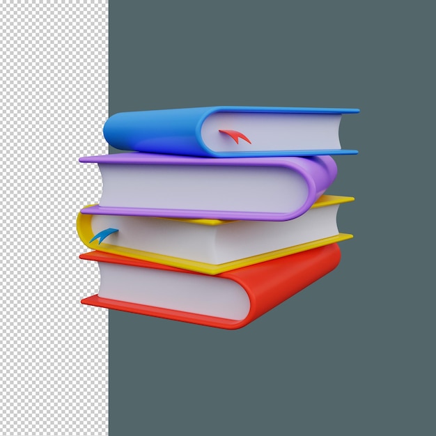 Stack of colored books in 3D style