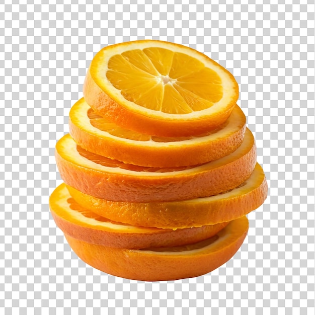 PSD 투명한 배경에 분리 된 오렌지 조각의 더미