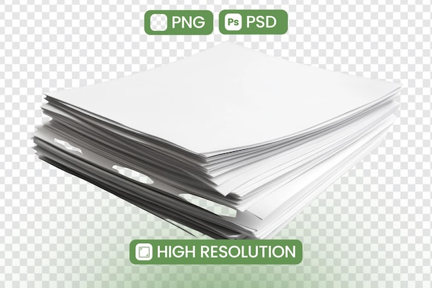 stack of papers high resolution png and psd mockup for design projects offering clean textures and versatile applications