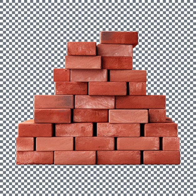 Stack of red bricks isolated on transparent background 3d rendering