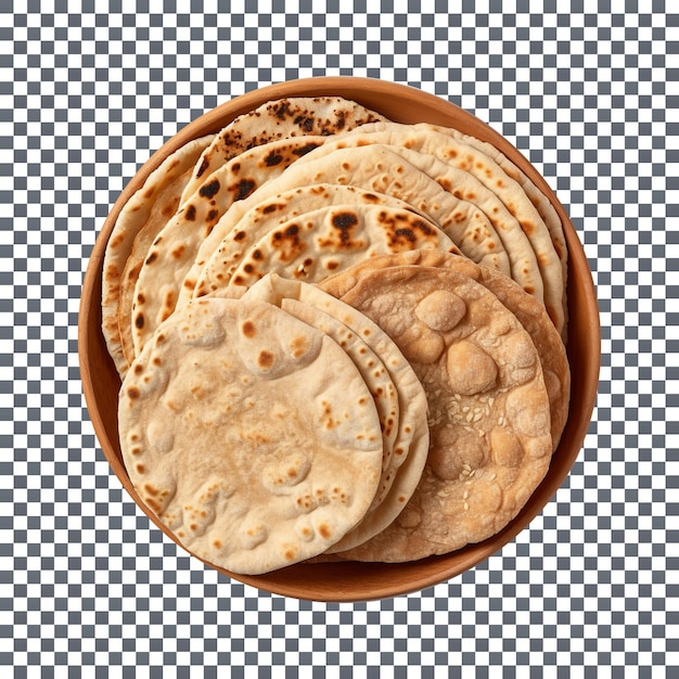 Stack of traditional breads isolated on transparent background