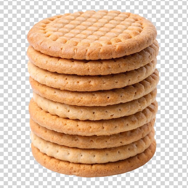 PSD stack of wheat round biscuits isolated on transparent background