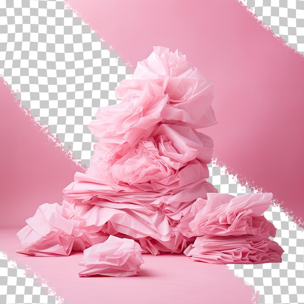 PSD stack of pink tissues on transparent background