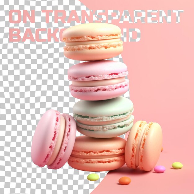 PSD a stack of pink and white macarons with pink background