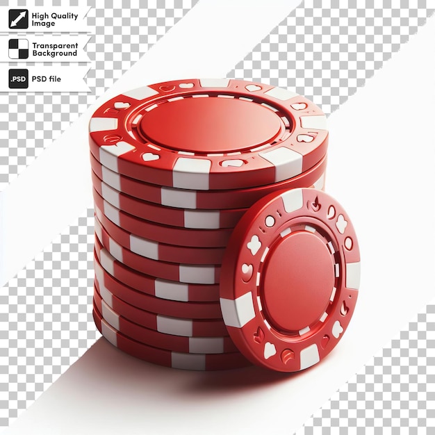 PSD a stack of red and white poker chips with the words  the word  on the bottom