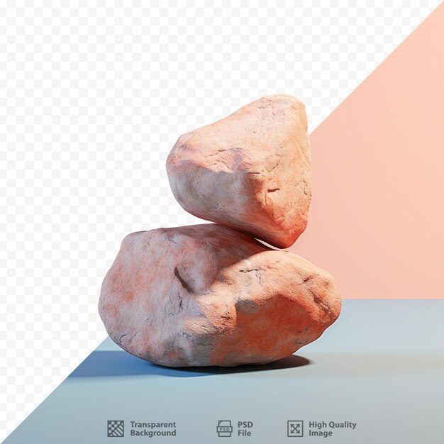 PSD a stack of rocks with a red background that says 