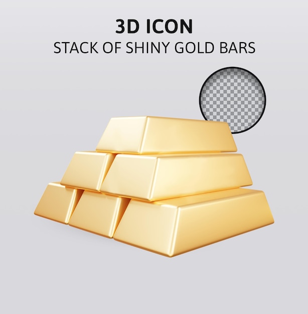 stack of shiny gold bars 3d rendering illustration