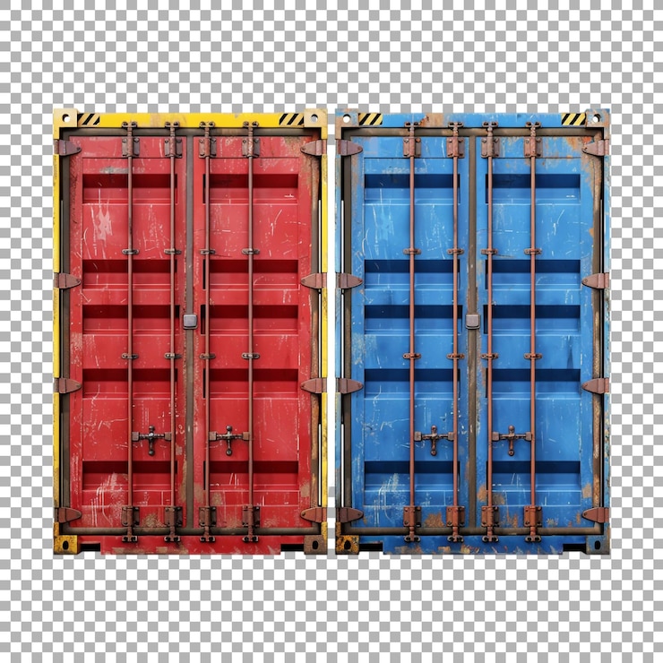 PSD stack of shipping containers on transparent background ai generated