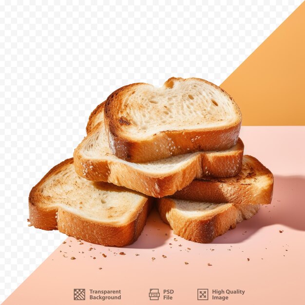 A stack of sliced bread on a white background