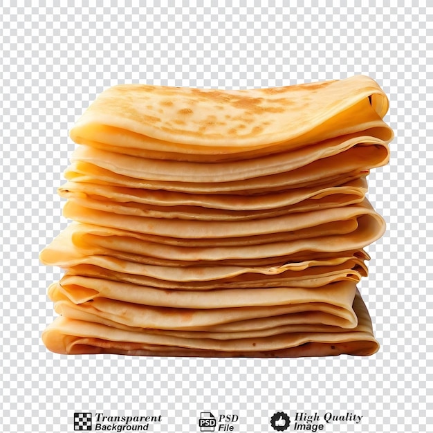 PSD stack of thin crepes isolated on transparent background