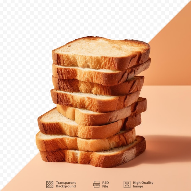 a stack of toasted bread on a white background.