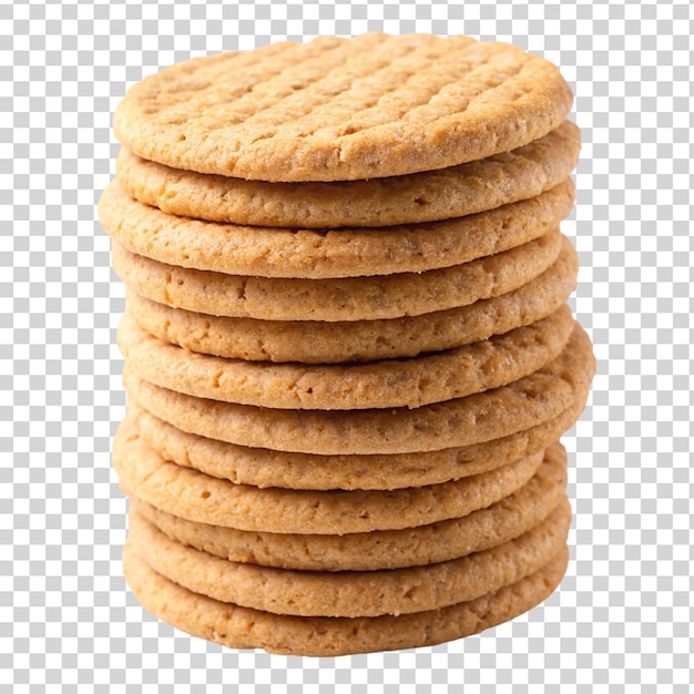 PSD stack of wheat round biscuits isolated on transparent background