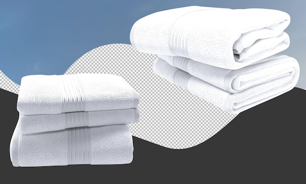 A stack of white towels with a blue background