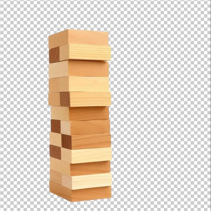 PSD stack of a wooden block tower isolated on the white background
