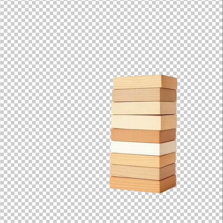 PSD stack of a wooden block tower isolated on the white background