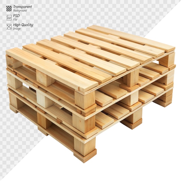 Stack of wooden pallets on white background