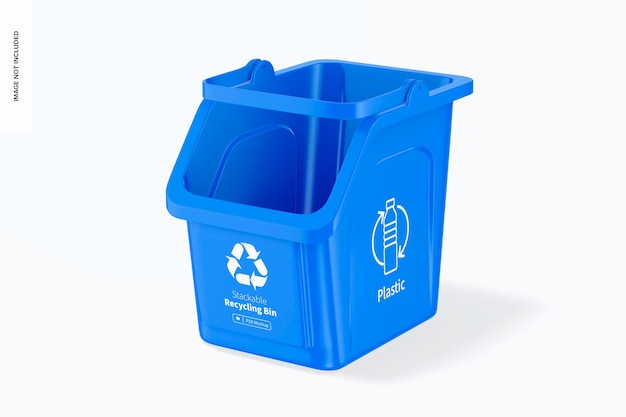 Stackable Recycling Bin Mockup, Right View