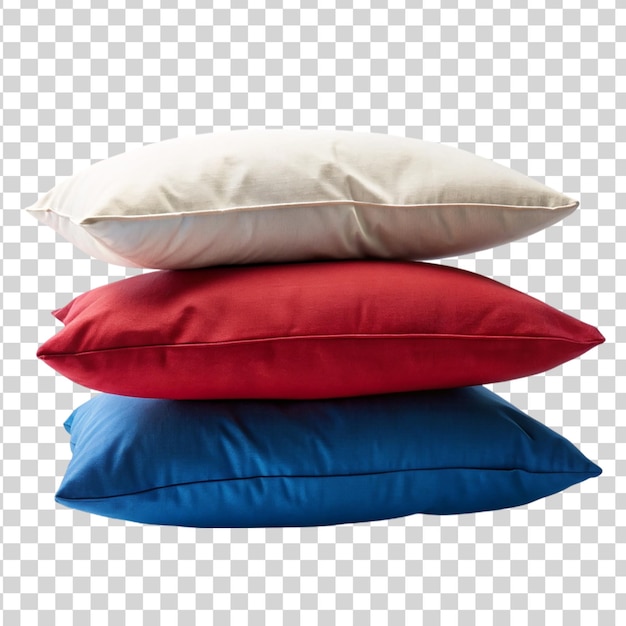 PSD staccato di 3 cuscini blu rosso e bianco isolati su uno sfondo trasparente
