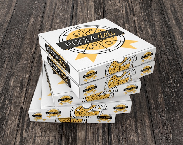 Stacked pizza box mockup