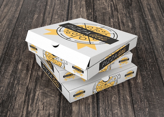 Mockup di scatola di pizza impilata