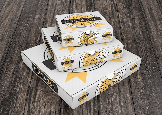 stacked pizza box mockup