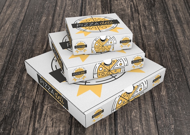 Mockup di scatola di pizza impilata