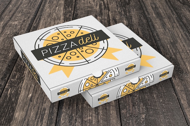 Mockup di scatola di pizza impilata