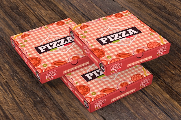 PSD stacked pizza boxes mockup