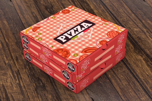 PSD stacked pizza boxes mockup