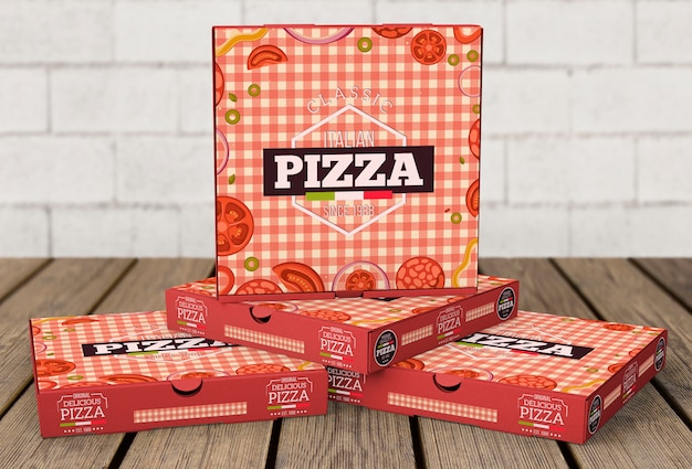 Mockup di scatole di pizza impilate