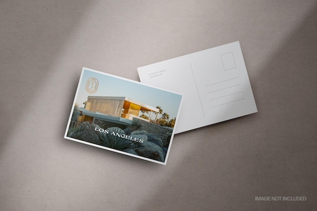 Stacked postcards mockup scene