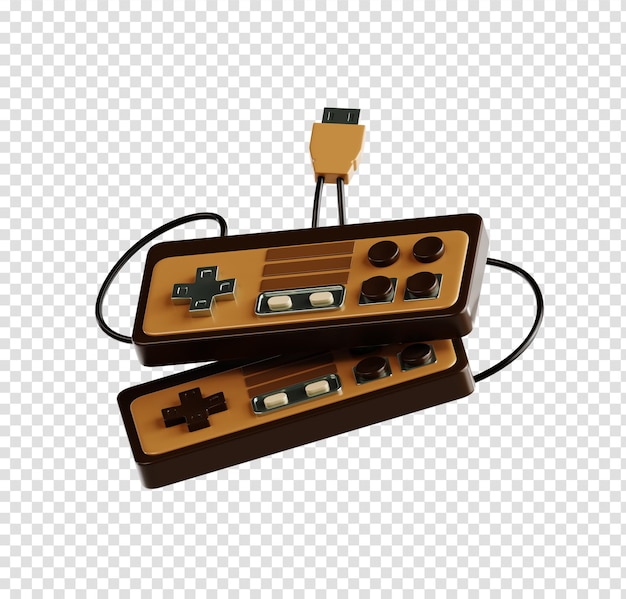積み重ねられたレトロゲームコントローラー