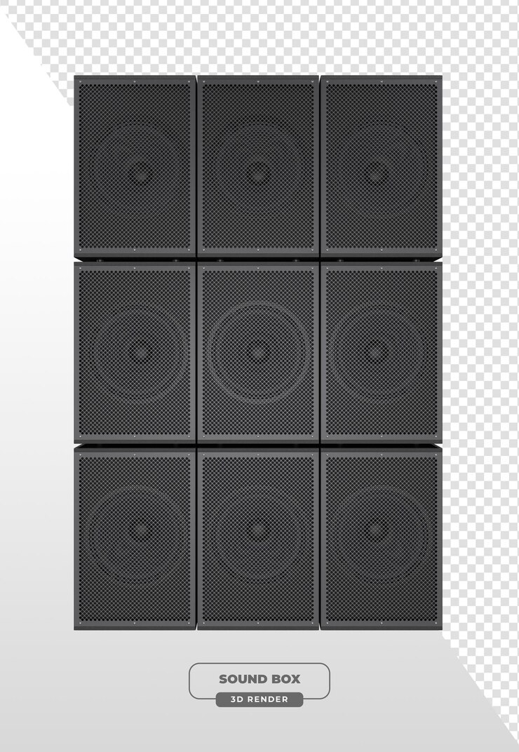 PSD stacked sound boxes in 3d render