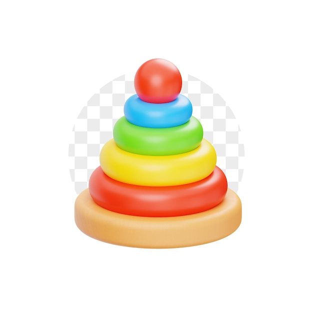 PSD stacking ring toy 3d icon premium psd