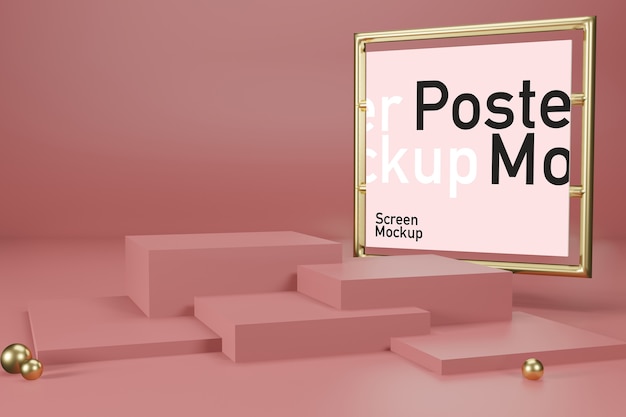 PSD display mockup palco con mockup poster