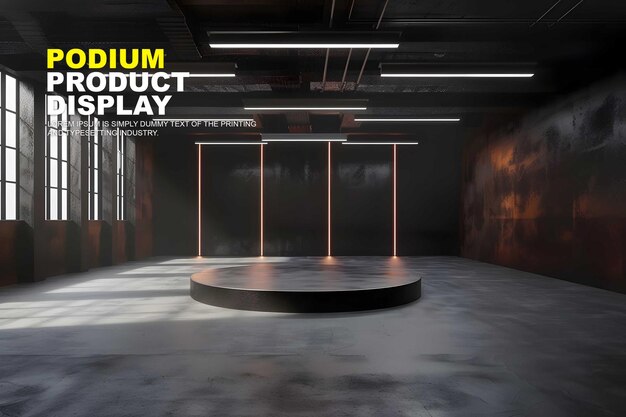 PSD stage podium scene display mockup for product presentation interior scene for product showcase