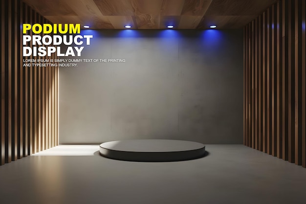 PSD stage podium scene display mockup for product presentation interior scene for product showcase