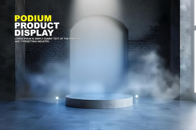 PSD stage podium scene display mockup for product presentation interior scene for product showcase