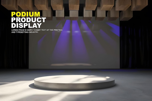 PSD stage podium scene display mockup for product presentation interior scene for product showcase