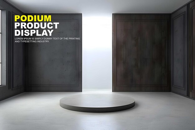 PSD stage podium scene display mockup for product presentation interior scene for product showcase