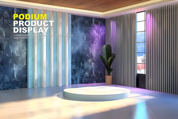 PSD stage podium scene display mockup for product presentation interior scene for product showcase