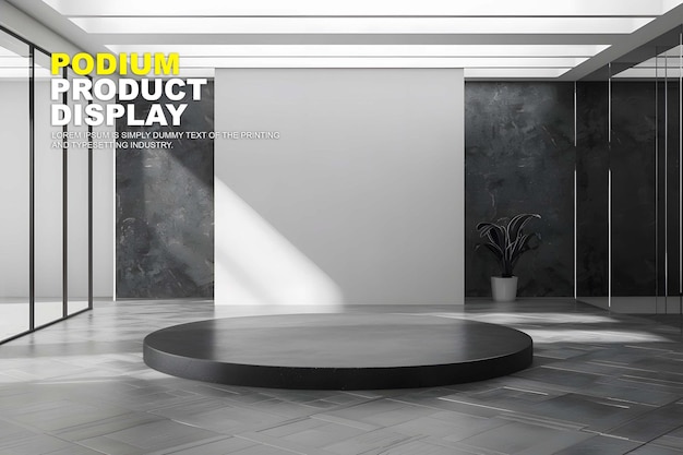 PSD stage podium scene display mockup for product presentation interior scene for product showcase