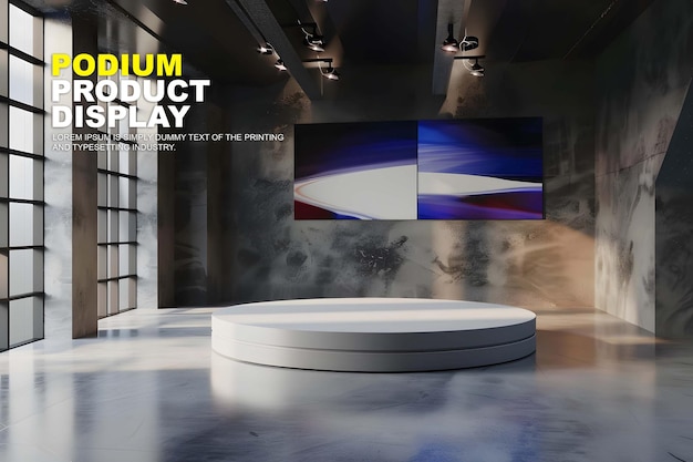 PSD stage podium scene display mockup for product presentation podium for product display showcase