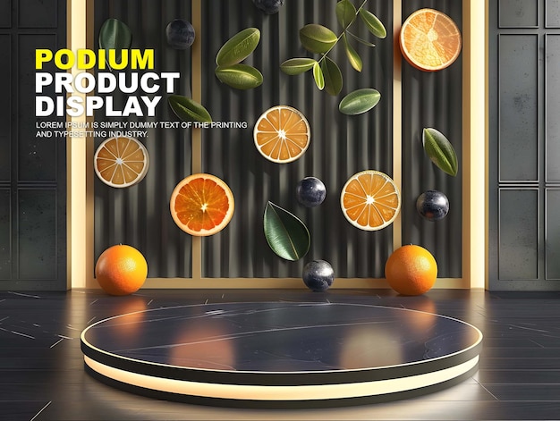 PSD stage podium scene display mockup for product presentation podium for product display showcase