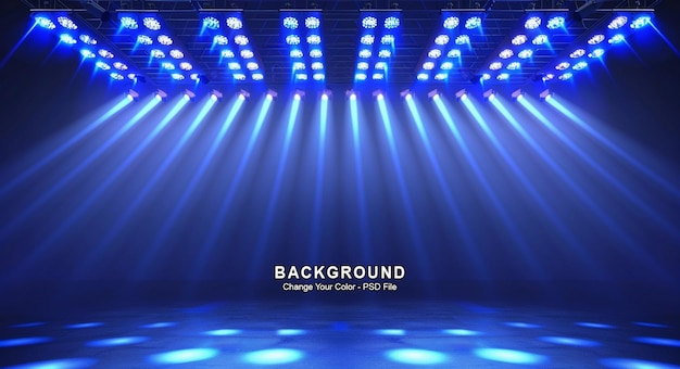 a stage with a blue light on it and the words  back to the bottom