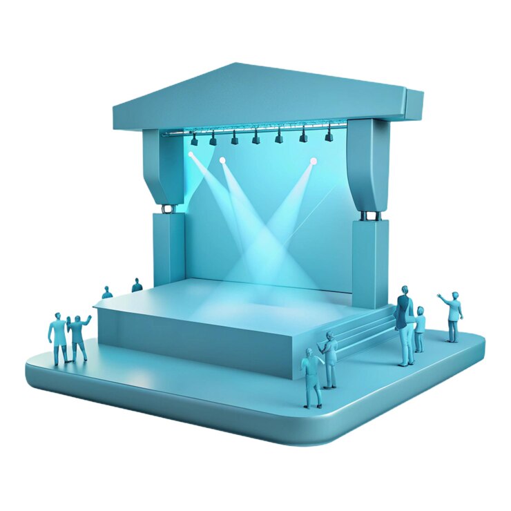 PSD a stage with people on it and a sign that says quot the word quot on it